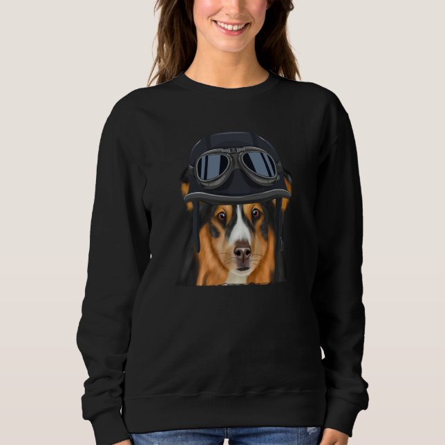 Sweatshirt Vintage Motorcycle Helmet Shetland Sheepdog (Devant)