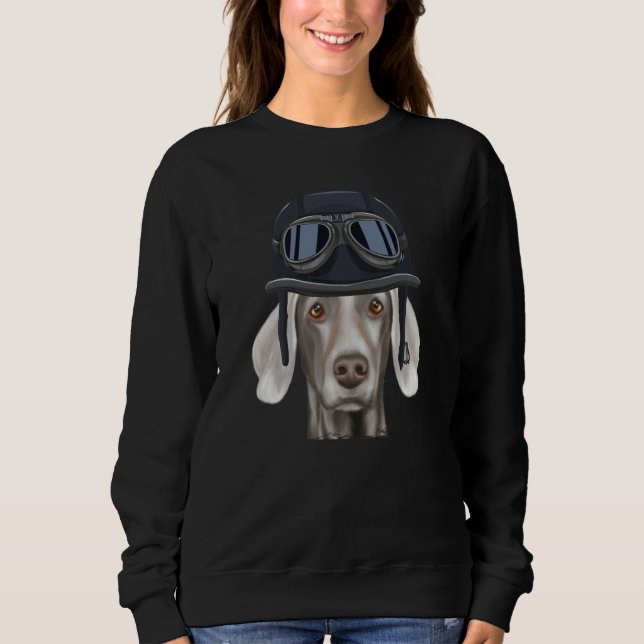 Sweatshirt Vintage Motorcycle Helmet Weimaraner (Devant)