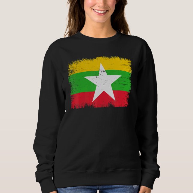 Sweatshirt Vintage Myanmar Flag Burmese Independence Day (Devant)