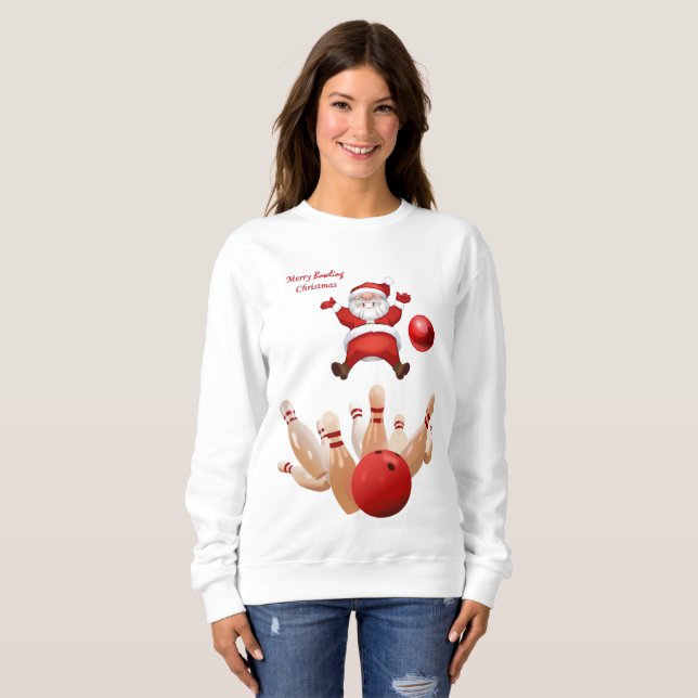 Sweatshirt Vintage Père Noël Bowling (Devant entier)