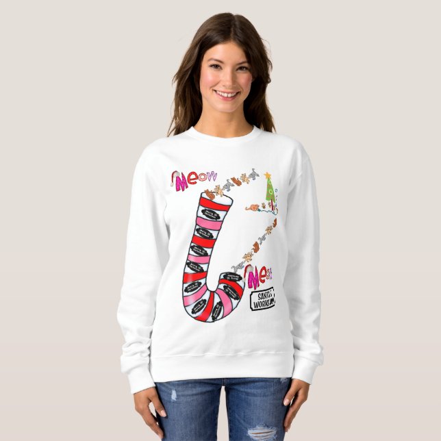 Sweatshirt Vintage Père Noël Chats Kittens Meow (Devant entier)