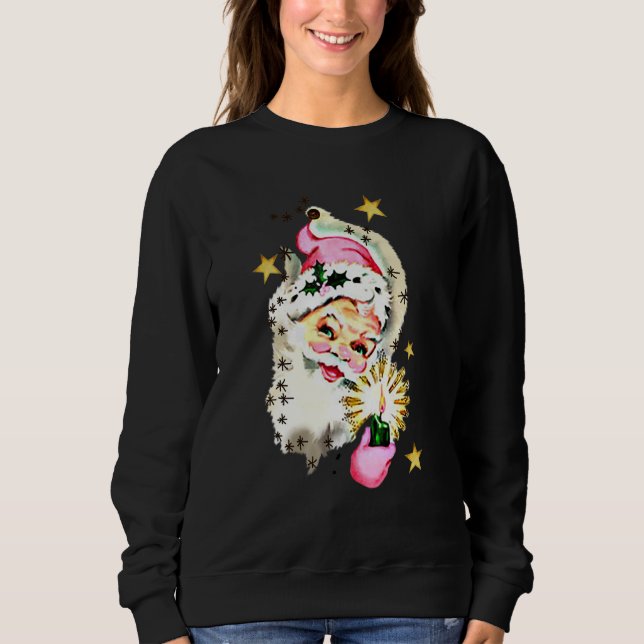 Sweatshirt Vintage Pink Santa Claus Pink Christmas 3 (Devant)