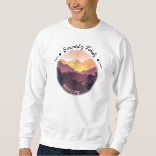 Sweatshirt Vintage Purple Jaune Farmhouse Mountain Sunset