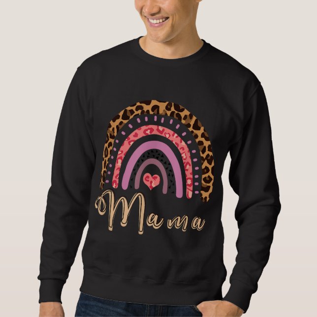 Sweatshirt Vintage Rainbow Pink Mama Leopard Rainbow Mère (Devant)