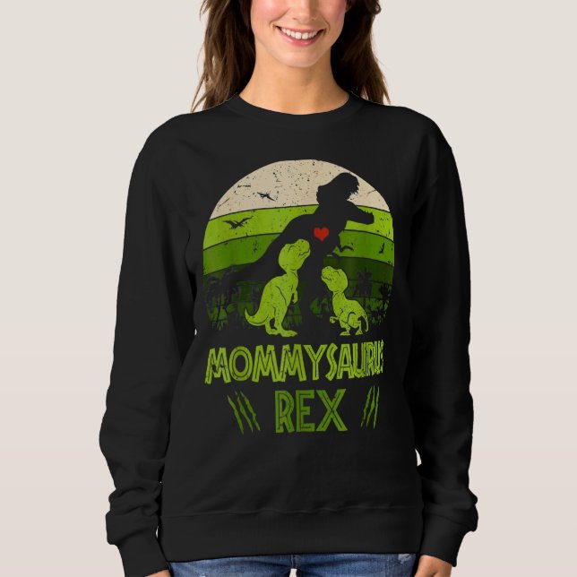 Sweatshirt Vintage Retro 2 Enfants Mommysaurus Dinosaur (Devant)