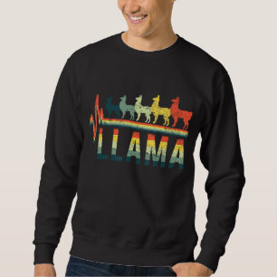 Sweatshirt Vintage Rétro Battement de coeur Mot Lama Amoureux
