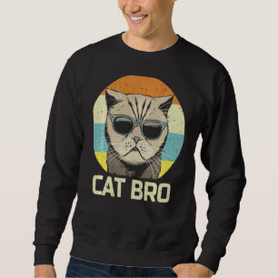 Sweatshirt Vintage Retro Cat Bro Lunettes de soleil Chemise F