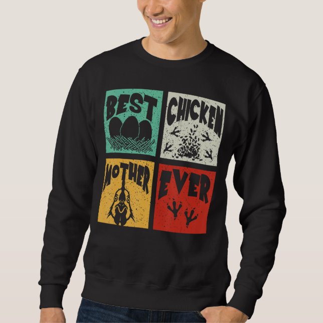 Sweatshirt Vintage Retro Meilleure Chicken Mère Jamais Farmer (Devant)