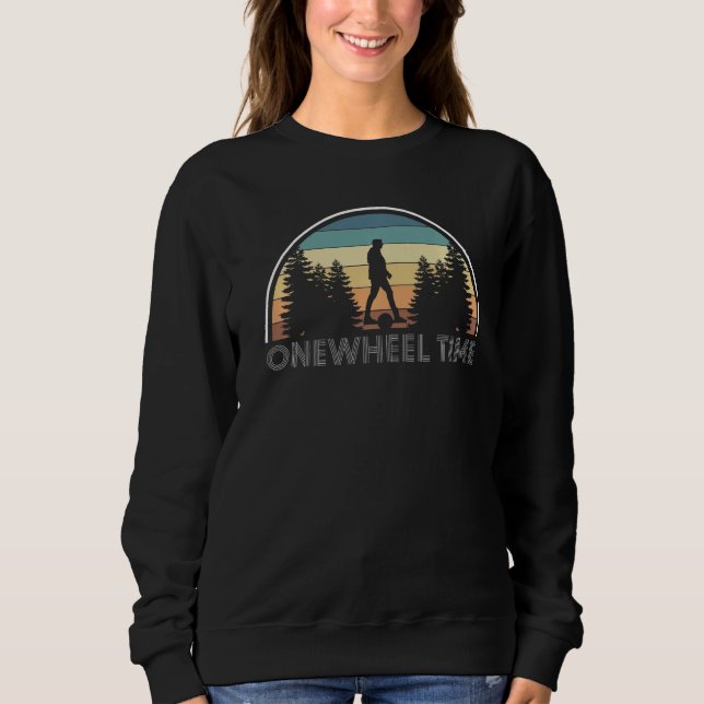 Sweatshirt Vintage Retro Onewheel Time E Skate (Devant)