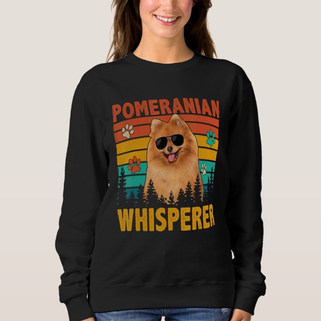 Sweatshirt Vintage Retro Pomeranian Whisperer Funny Dog Sungl (Devant)