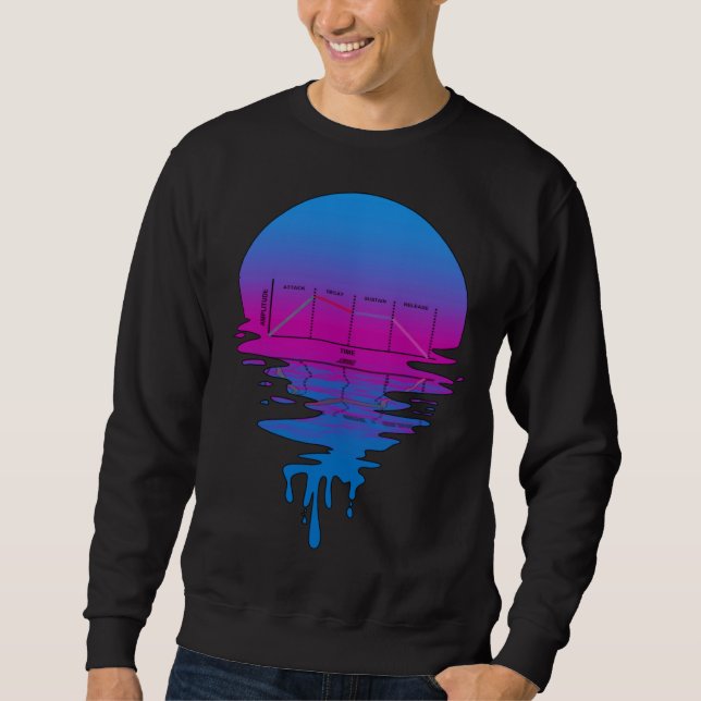 Sweatshirt Vintage Retro Sunset ADSR Synth (Devant)