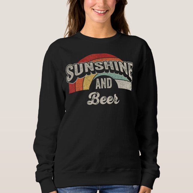 Sweatshirt Vintage Retro Sunshine Et Bière Alcool Boire (Devant)