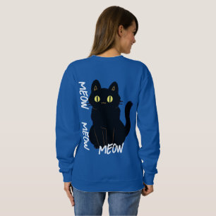 Sweatshirt vintage retro tendance chat noir meow