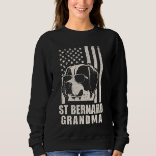 Sweatshirt Vintage Saint Bernard Chien Grandma Drapeau Améric
