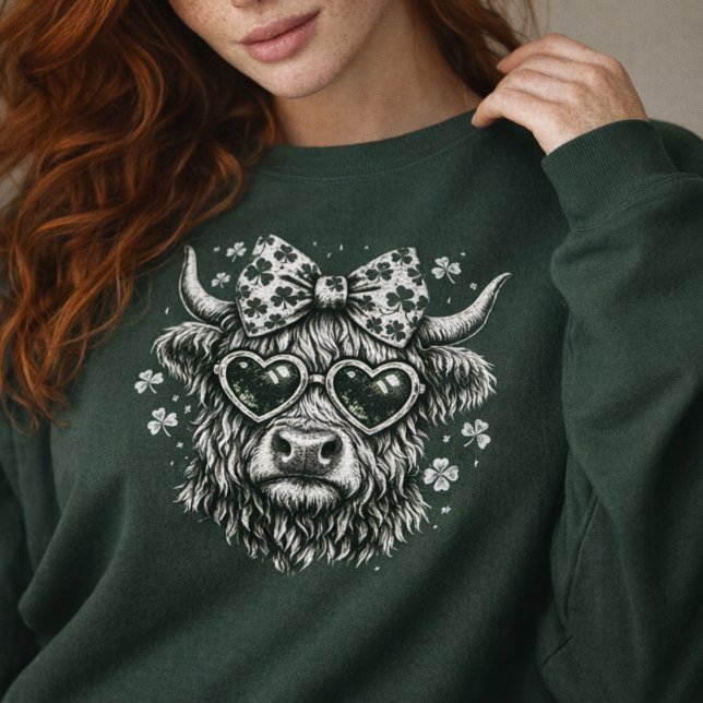 Sweatshirt Vintage Saint-Patrick Highland Cow (Créateur téléchargé)