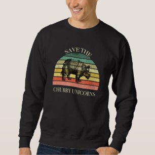 Sweatshirt Vintage Sauvez La Chubby Unicorn Pour Rhino Lover
