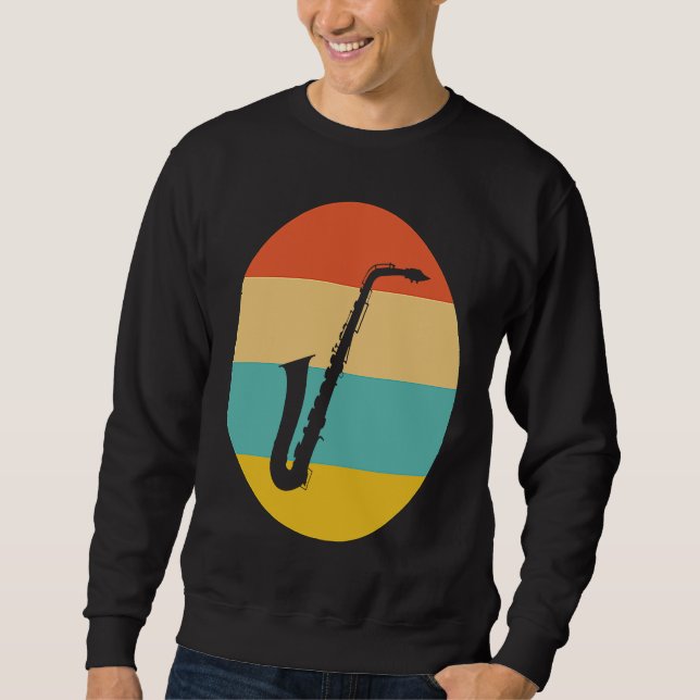 Sweatshirt Vintage saxophone music retro instrument (Devant)