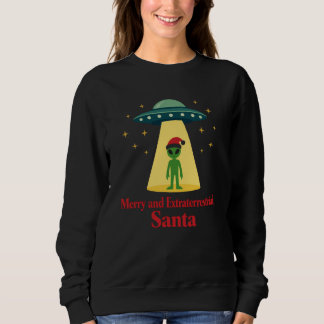 Sweatshirt Vintage Sci Fi Alien Christmas UFO For Santa Fans