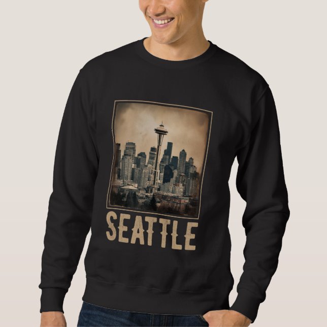 Sweatshirt Vintage Seattle Washington Skyline Cityscape 80s 7 (Devant)