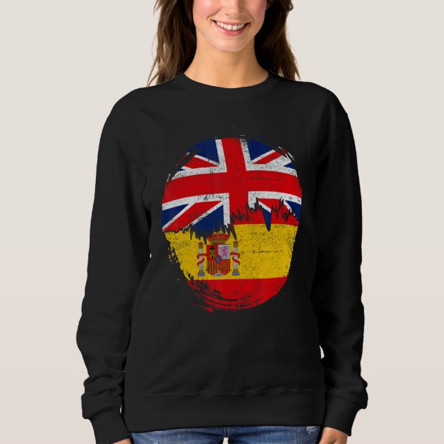 Sweatshirt Vintage Spanish with British Flag Roots Spain (Devant)
