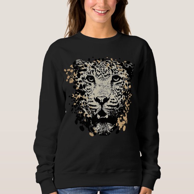 Sweatshirt Vintage Splash Jaguar Animal (Devant)