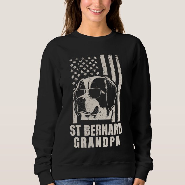Sweatshirt Vintage St Bernard Grandpa Drapeau américain Drape (Devant)