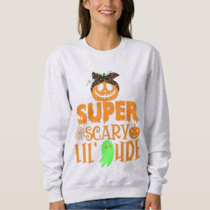 SWEATSHIRT VINTAGE SUPER SCARY LIL' DUDE - CUTE SCARY CITROUI