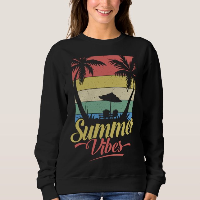 Sweatshirt Vintage Surfer Retro Surfing Beach Summer Vacation (Devant)