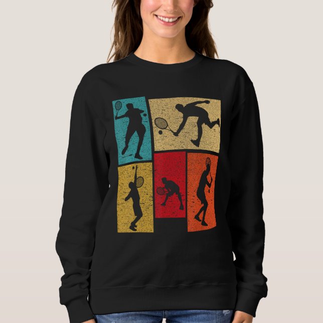 Sweatshirt Vintage Tennis Silhouette Retro Vintage Player (Devant)