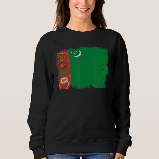 Sweatshirt Vintage Turkmenistan Flag Turkmen Independence Day (Devant)