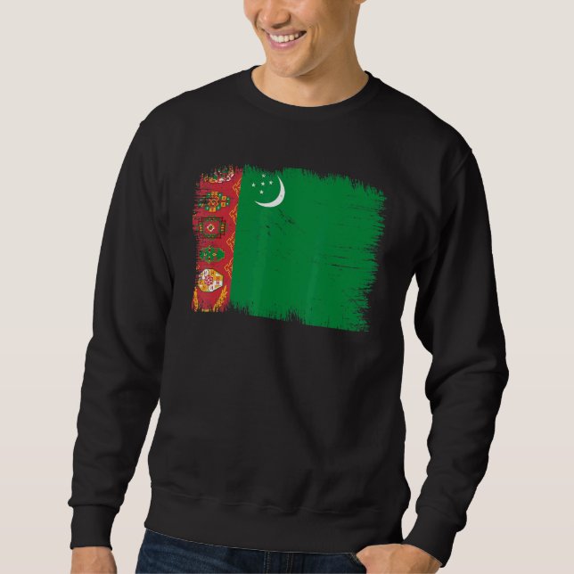 Sweatshirt Vintage Turkmenistan Flag Turkmen Independence Day (Devant)
