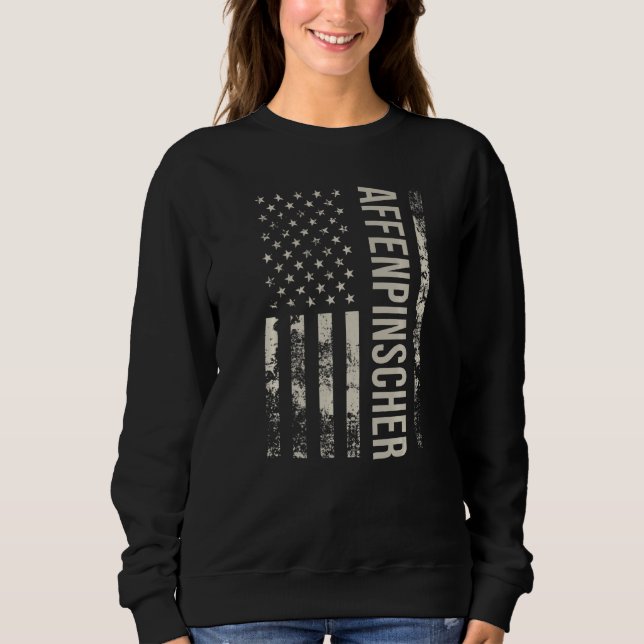 Sweatshirt Vintage US American Flag Affenpinscher Dog Premium (Devant)
