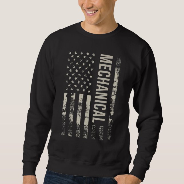 Sweatshirt Vintage US American Flag Mechanical (Devant)