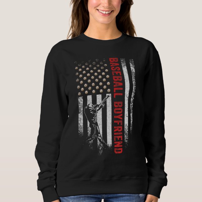 Sweatshirt Vintage US American Flag Proud Baseball Boyfriend  (Devant)