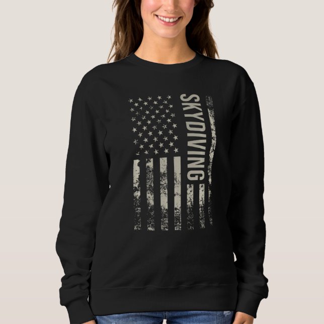 Sweatshirt Vintage US American Flag Skydiving Premium (Devant)