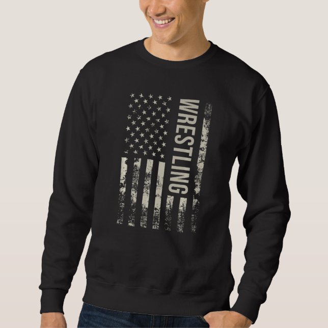 Sweatshirt Vintage US American Flag Wrestling Premium (Devant)