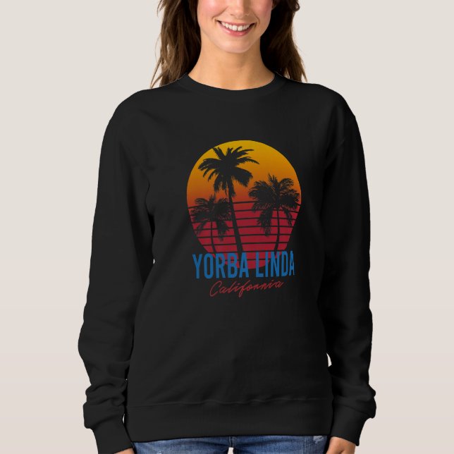 Sweatshirt Vintage Yorba Linda California Palm Trees Sunset C (Devant)