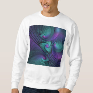 Sweatshirt Violet Rencontre Turquoise Moderne Art Fractal Abs