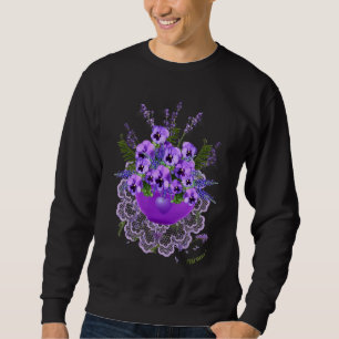 Sweatshirt Violets Violets Violets Et Lavande Avec Dentelle D