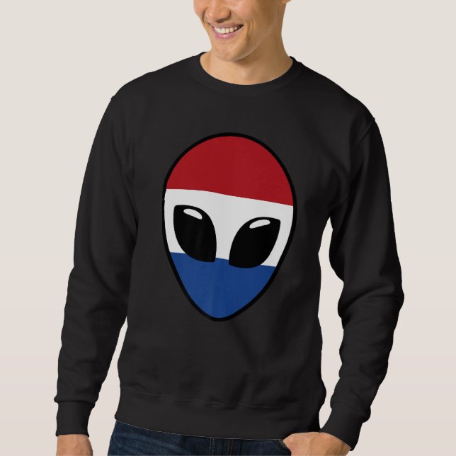 Sweatshirt Visage Alien Pays-Bas Hollande Drapeau Néerlandais (Devant)