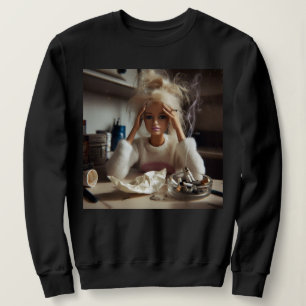 Sweatshirt Visage de poupée en détresse drôle Mème fumant Sar