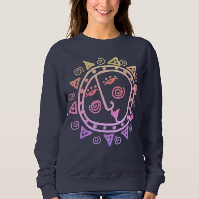 Sweatshirt Visage de soleil abstrait Art à porter (Devant)