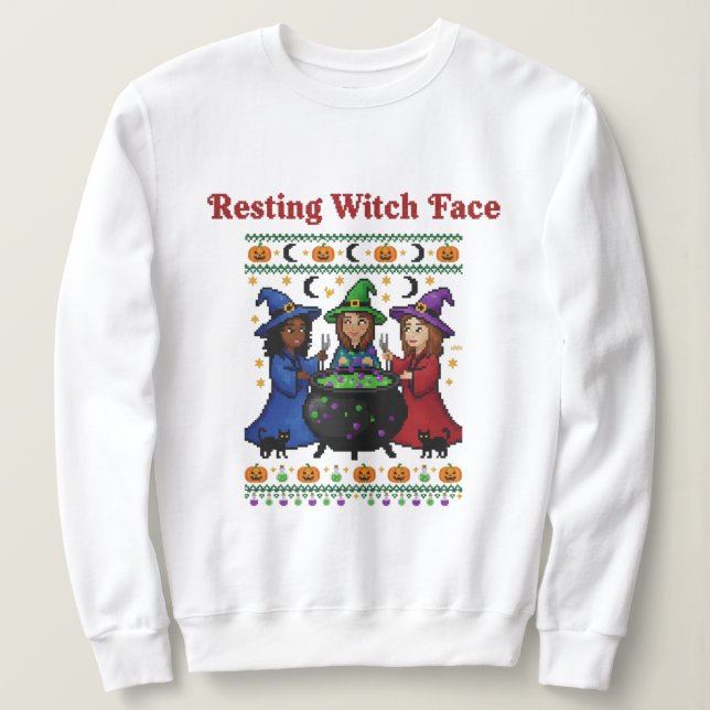 Sweatshirt Visage de Sorcière au Repos (Design devant)