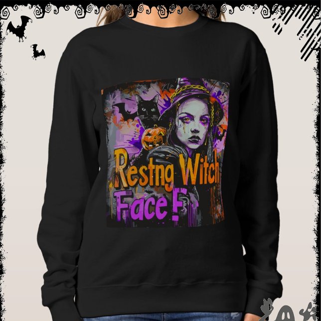 Sweatshirt Visage de sorcière au repos | ExDesigner | Hallowe (Créateur téléchargé)