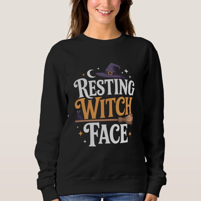 Sweatshirt Visage de Sorcière au Repos - Halloween élégant et (Devant)