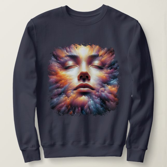 Sweatshirt Visage mélangé avec des nuages colorés (Design devant)