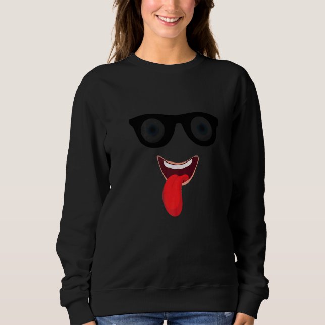 Sweatshirt Visage Souriant fou avec lunettes (Devant)