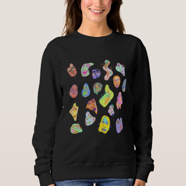 Sweatshirt Visages Abstraits Visages artistiques Funky (Devant)