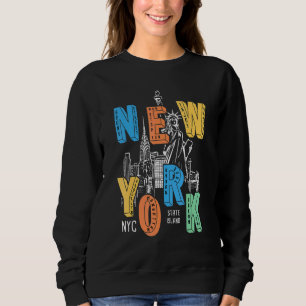 Sweatshirt Visite Colorée De La Statue De Liberty City À New 