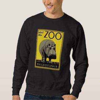 Sweatshirt Visitez le zoo de Philadelphie rétro vintage hippo